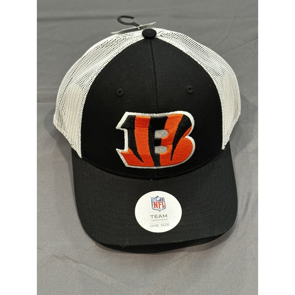 NFL Cincinnati‎ Bengals Trucker Hat Black White Snapback Cap F-MTRCK07CTP-BKA